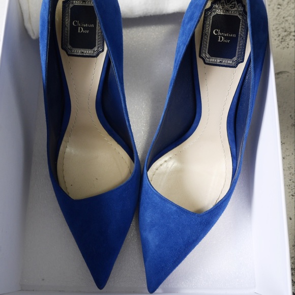 Christian Dior Graded Heel Pumps in Blue Suede Calfskin 37.5 - Picture 2 of 8